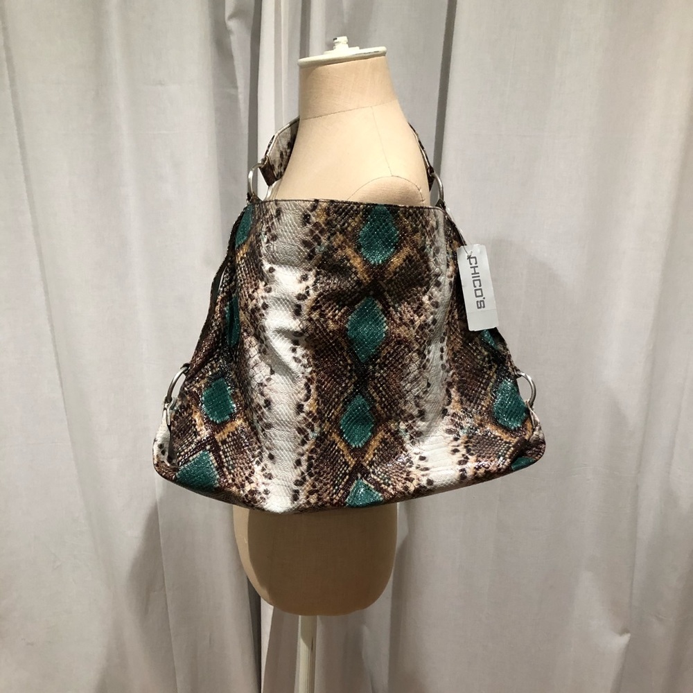 Chico’s Faux Snakeskin Multi Tote NWT